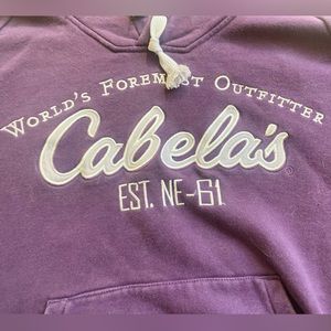 Purple hoodie with Cabelas on it